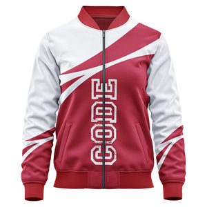 เสื้อแจ็กเก็ตเบสบอลบอมเบอร์ผ้าซาตินโพลีเอสเตอร์ปักโลโก้ตาม100% ของผู้ชายคอตั้งสไตล์ฤดูหนาว - Product Image 4