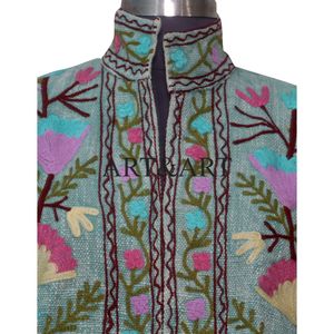 Manteau décontracté en coton pour femme, style nouveau, court, matelassé, tricoté, broderie florale, fait main, Suzani, ouverture devant - Product Image 3