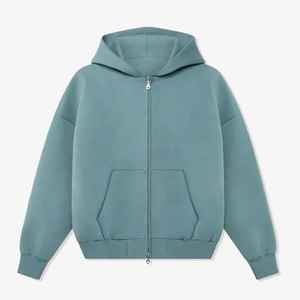 Sweat à capuche d'hiver 100% coton lourd pour hommes veste zippée personnalisable avec sweat-shirt vierge imprimable en vrac - Product Image 4