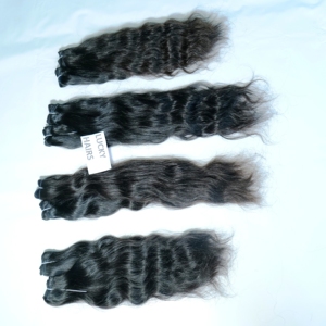 ช่อผมมนุษย์แบบลอนสำหรับต่อทำจากผมธรรมชาติสีดำวิกผมอินเดีย - Product Image 5