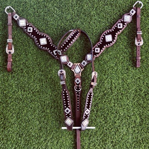 Calidad superior hecha a mano 100% cuero genuino Western Headstall con Concho fabricante al por mayor - Product Image 4