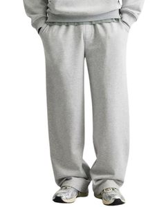 Ensemble survêtement pour homme en molleton gris chiné, sweat-shirt à capuche décontracté et pantalon de jogging coupe ample, streetwear d'hiver - Product Image 5