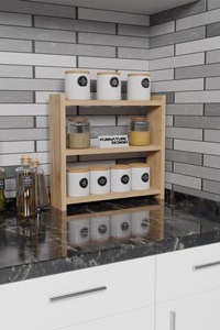 Étagère de rangement de cuisine en métal, étagère à épices, étagère de comptoir, organisateur de salle de bain, étagère de placard, étagère à épices en aggloméré - Product Image 2