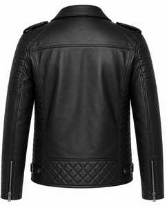 Chaqueta de Motociclista para Hombre, de Cuero Genuino, Acolchada, Estilo Urbano, con Cierre, para Invierno - Product Image 2