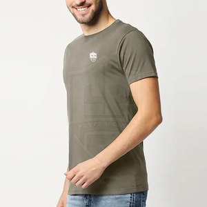 Camisetas de gimnasio de cuello redondo de moda de talla grande para hombre, de punto ligero Top de secado rápido, logotipo personalizado, corto único, estampado sólido, Fitness - Product Image 3