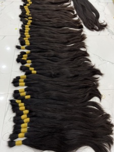 Extensiones de cabello humano virgen vietnamita negro largo alineado cutículas a granel de un donante al por mayor - Product Image 5