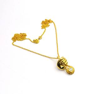 Collier pendentif main en pierre de lune arc-en-ciel, argent sterling 925, plaqué or 14 carats, bijoux faits à la main - Product Image 2