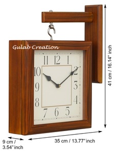 <span class=keywords><strong>2025</strong></span> New Arrival Stylish gỗ Double Sided vuông tiếng Anh và <span class=keywords><strong>Roman</strong></span> Số thạch anh Analog trạm Đồng hồ treo tường - Product Image 3