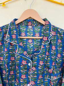 ชุดนอนผ้าฝ้ายพิมพ์ลายดอกไม้ทำด้วยมือของผู้หญิงชุดเดินเช้าแบบลำลองหรูหราสำหรับวันหยุดฤดูใบไม้ร่วงฤดูร้อน - Product Image 3