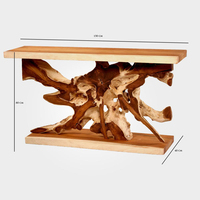 Vente flash - Table basse en bois minimaliste de luxe de haute qualité Madrid Suar, meubles de salon et d'extérieur fabriqués en racine de teck
