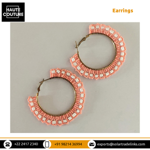 Aros de cuentas de ropa de playa informal para mujer con pendientes de cuentas de tambor pequeños y grandes de proveedor de origen indio - Product Image 4