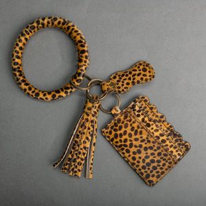 2025 New Fashion 100% Genuine Leather Bead Bracelet <b>Keyring</b> Credit <b>Card</b> <b>Holder</b> Wristlet Key Chain Animal Print Wallet For Unisex - Product Image 6