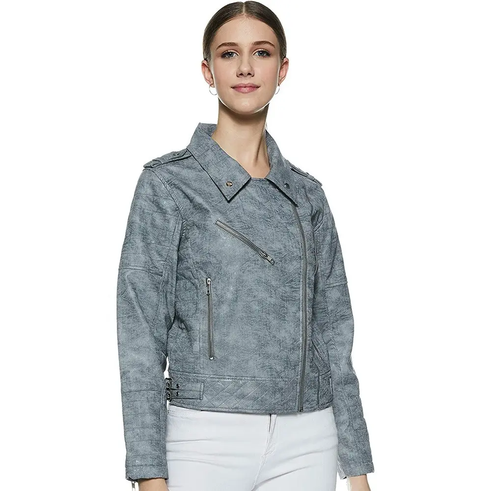 Na Cor Cinza Do Produto Mais Novo Elegante Respirável Clássico Produto Mulheres Jaquetas De Couro