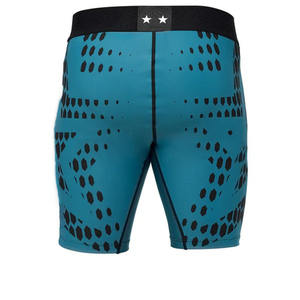 กางเกงขาสั้นรัดรูปสำหรับผู้ชายมีลายพิมพ์เรขาคณิตสีดำและสีน้ำเงิน - Product Image 6