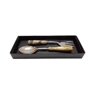 Nuevo juego de cubiertos de Metal para servir ensalada con mango de lavado blanco elegante para utensilios de cocina de Hotel elegante y elegante - Product Image 1