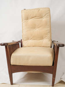 Chaise longue en bois rembourrée avec accoudoirs et assise et dossier rembourrés, tissu durable, mobilier d'extérieur pour hôtel - Product Image 3