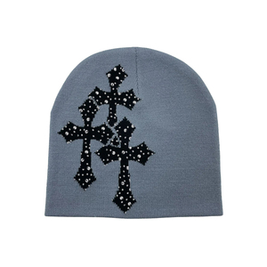 Bonnet d'hiver personnalisé sans tête de mort avec logo brodé en 3D tissu jacquard tricoté unisexe pour adultes - Product Image 4