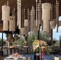 Abat-jour en macramé en coton naturel fait à la main, décoration suspendue bohème pour fête, événement et banquet