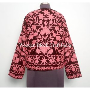 Nouvelle veste courte matelassée pour femme en velours fait main, broderie Suzani, taille unique, coton tissé écologique, cadeau pour femme - Product Image 5