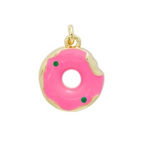 Mignon coloré 18K plaqué or rose beignet goutte d'huile breloques cuivre mosaïque émail pendentifs pour collier Bracelet fabrication de bijoux bricolage