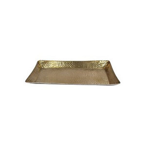 Bandeja rectangular de acero inoxidable para decoración, bandeja de metal con diseño martillado a mano, estilo lujoso - Product Image 1
