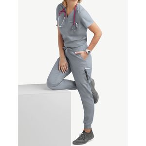 Trajes de exfoliación antibacterianos para mujer, bolsillo de utilidad elástico de cuatro vías, clínica Dental estética OEM, venta al por mayor, conjunto de exfoliación de Hospital a granel - Product Image 6