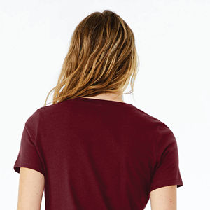 Airlume-Camiseta holgada de manga corta con cuello en V para mujer, Camiseta de algodón peinado y anillo tejido 32, 100% oz, color marrón, 4,2 - Product Image 6