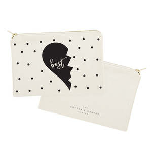 Lot de 2 trousses de maquillage portables en toile de coton à pois pour meilleures amies - Product Image 2