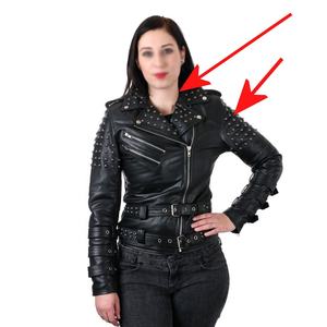 New Design Wholesale Genuine Leather Fashioned Steel-Studs Chains-Rivets Fashion Breathable Style Black Leather <b>Denim</b> <b>Jackets</b> - Product Image 1