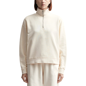 Sudadera de forro polar holgada de color sólido con media cremallera personalizada para mujer, jersey de hombro caído de gran tamaño con cremallera de cuarto, sudaderas OEM - Product Image 1