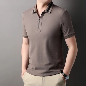 2025สำหรับผู้ชายเสื้อโปโลแขนสั้นลำลองธุรกิจ, เสื้อยืดฤดูร้อนมีซิปตกแต่ง2025บล็อกสี - Product Image 1