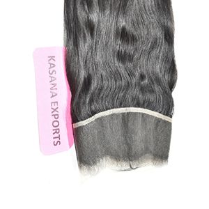 Fabrique en gros 13*4 Frontal naturel indien cuticule alignée 100% Machine Double trame tissage faisceau Extensions de cheveux humains - Product Image 1