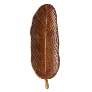 Plateaux en bois de mangue feuille de bananier Plateaux de service en bois élégants Plateau de service en bois fait à la main à un prix raisonnable - Product Image 1