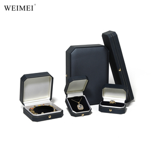 WEIMEI octogonal cuero y satén joyería conjunto caja negro logotipo personalizado embalaje para collar pulsera regalo Colección Caja de almacenamiento - Product Image 3