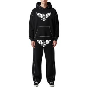 Conjunto de Sudadera y Pantalón Deportivo Personalizado OEM con Costuras en Contraste, Tejido de Rizo Francés de Algodón para Hombre - Product Image 2