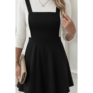 Robe courte évasée en velours pour femme avec détails croisés au dos, 29249 - Noir - Product Image 2