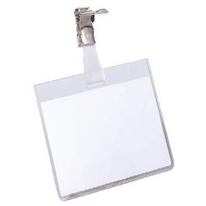 Durable 90 X 60 mm Transparent <b>Name</b> Badge Holder with Rotating Clip 25 Pieces/Pack Accessory - Product Image 1