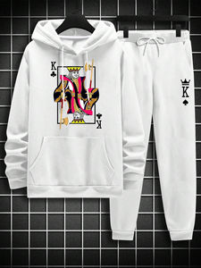 Conjunto Deportivo Personalizado 100% Algodón, Dos Piezas, Estilo Holgado para Hombre, Sudadera con Estampado en Serigrafía - Product Image 4