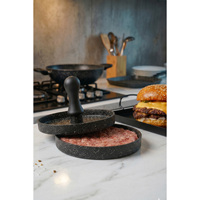 Moule professionnel en granit de 110 mm pour hamburgers et boulettes de viande, idéal pour la cuisson de viandes et de volailles