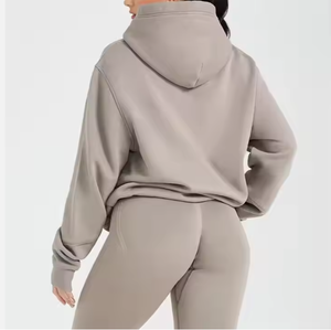 Haute qualité poids lourd 300 Gsm français éponge coton pull à capuche ensemble pour femmes surdimensionné et respirant de BD - Product Image 2