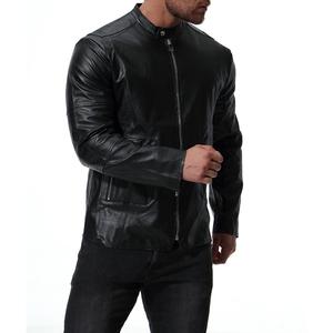 Veste en cuir décontractée vintage pour homme, style motard, coupe ample, hiver, col montant, teinture unie, service OEM ODM - Product Image 4