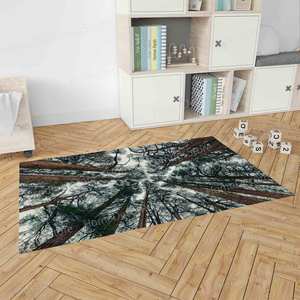 Alfombra Estampada con Vista al Bosque: Moderna, Acogedora, Perfecta para Decoración de Casas de Campo, Alfombra Suave No Tejida - Product Image 3