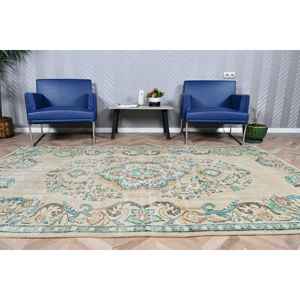 Alfombra Turca de 5.3x8.6 pies, Alfombra Vintage de Lana con Diseño de Camuflaje Azul - Product Image 2