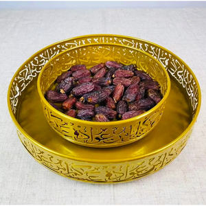 Vente chaude Ramadan Dates Plateau De Service Doux Qualité Créative Forme Ronde Plateau En Métal Islamique Festif Et Toutes Les Occasions Plateau - Product Image 1