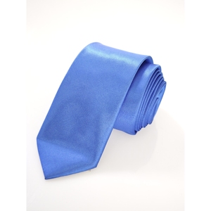 เนคไทผ้าซาตินแบบบางทอสีฟ้าธรรมดา - Product Image 2