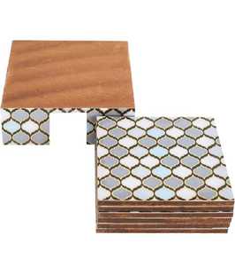 Posavasos de bebida rectangulares de madera hechos a mano artísticos, mesa de Bar de lujo duradera ecológica de estilo clásico con estampado esmaltado - Product Image 4