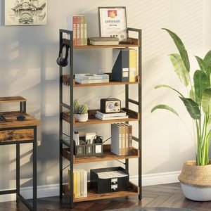 <span class=keywords><strong>Estantería</strong></span> de madera <span class=keywords><strong>industrial</strong></span> Estantes de almacenamiento <span class=keywords><strong>vintage</strong></span> con Estantes abiertos <span class=keywords><strong>Estantería</strong></span> de pie rústica Estante de exhibición para sala de estar - Product Image 2