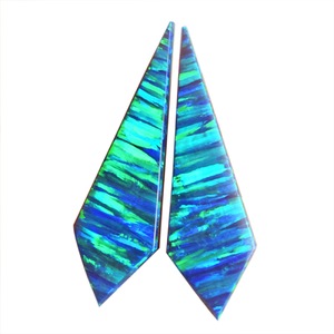 Paire d'opales de feu authentiques, forme fantaisie, 8 carats au total, taille cabochon 30x12x2mm, pour la fabrication de bijoux, vente en gros de pierres précieuses opale de feu - Product Image 1