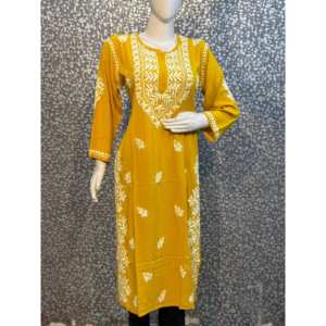 Verano Chikan bordado a mano trabajo Kurti Rayon chikankari bordado indio India Fabricante Mayorista Kurtis mujeres en la India - Product Image 1