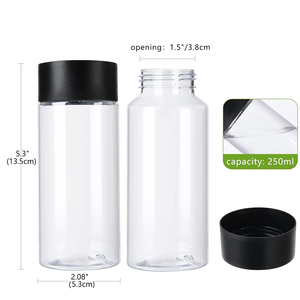 Cylindre 8 oz bouteilles de jus en plastique avec bouchons-bouteilles de smoothie en plastique contenants de boissons en vrac avec couvercles bouteille d'<span class=keywords><strong>eau</strong></span> <span class=keywords><strong>Voss</strong></span> - Product Image 2